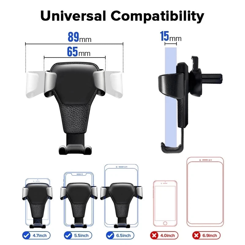 Universal Gravity Car Air Vent Phone Holder for iPhone 14 & Xiaomi