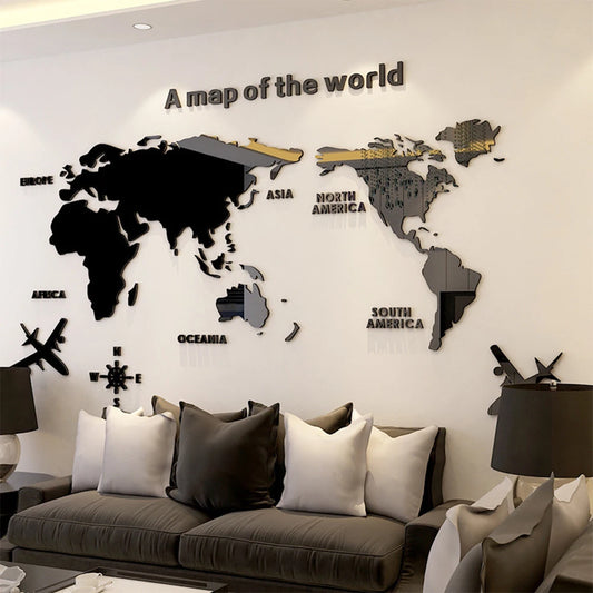 3D Acrylic World Map Wall Art for Bedroom or Office Decoration